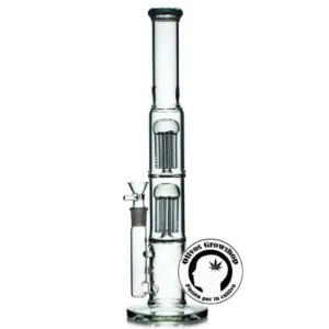 BONG DE VIDRIO GRIS CON DOBLE PRECOLADOR 42CM